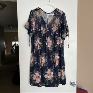 Plus Size Navy Blue Floral Dress